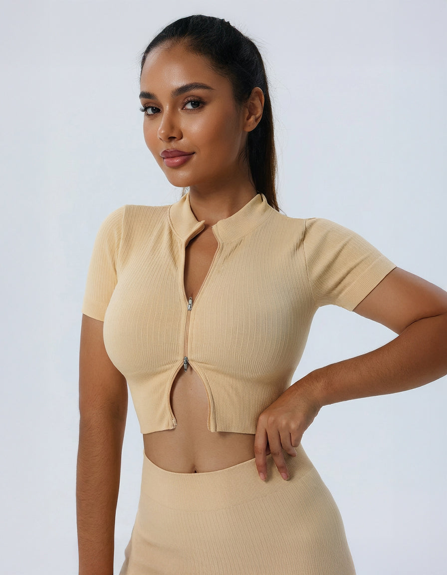 Ribbed Zip Fit Top