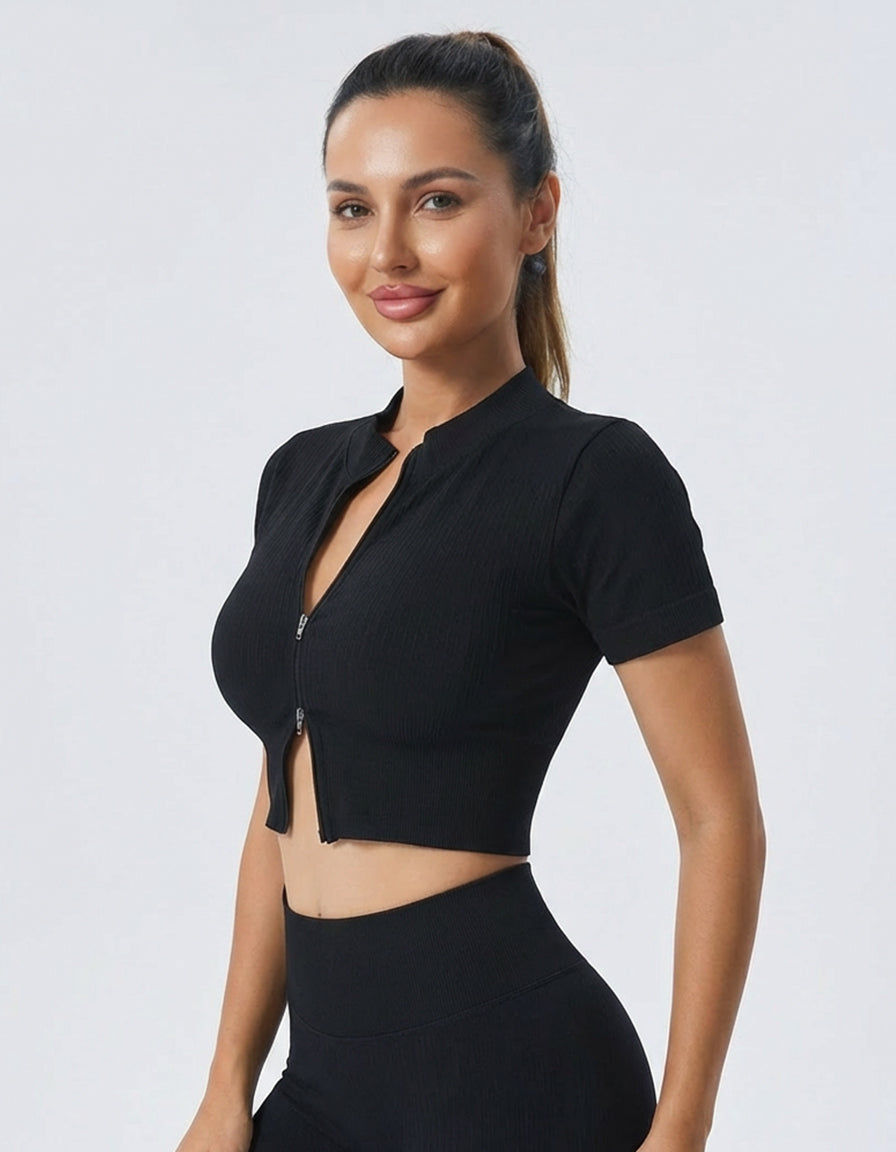 Ribbed Zip Fit Top