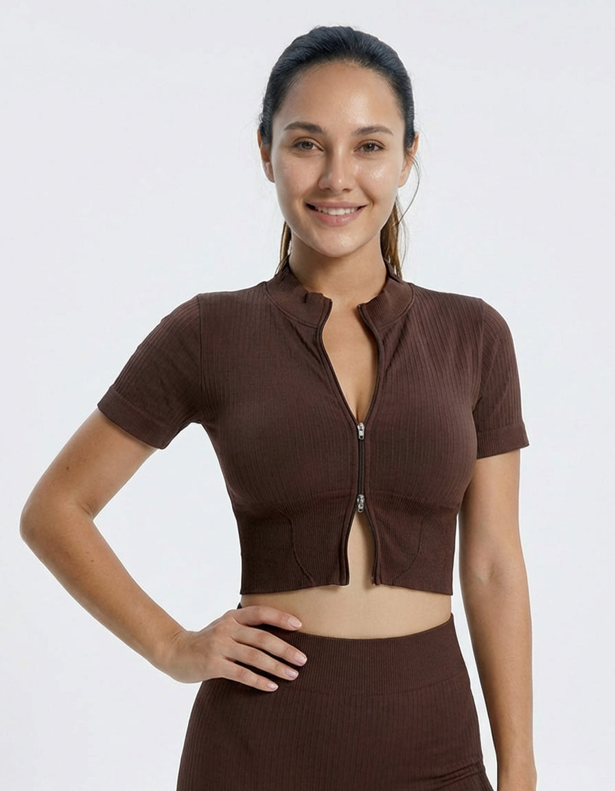 Ribbed Zip Fit Top